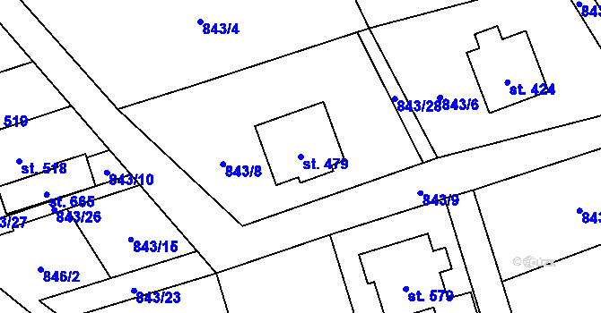 Parcela st. 479 v KÚ Hrádek, Katastrální mapa