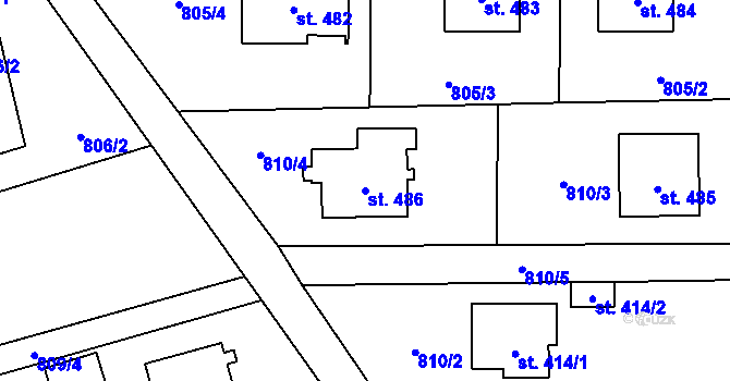 Parcela st. 486 v KÚ Hrádek, Katastrální mapa