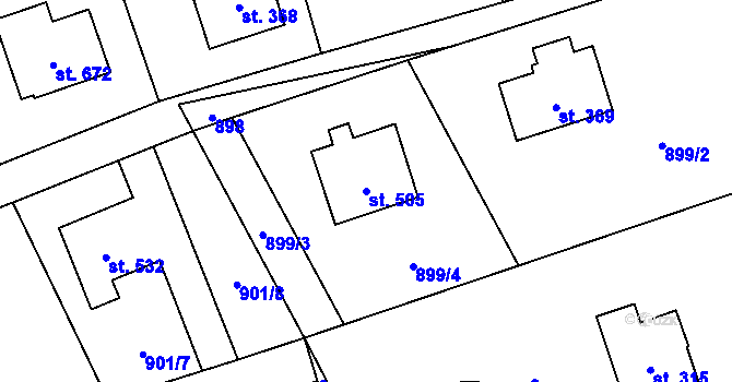 Parcela st. 505 v KÚ Hrádek, Katastrální mapa
