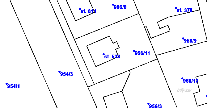 Parcela st. 533 v KÚ Hrádek, Katastrální mapa