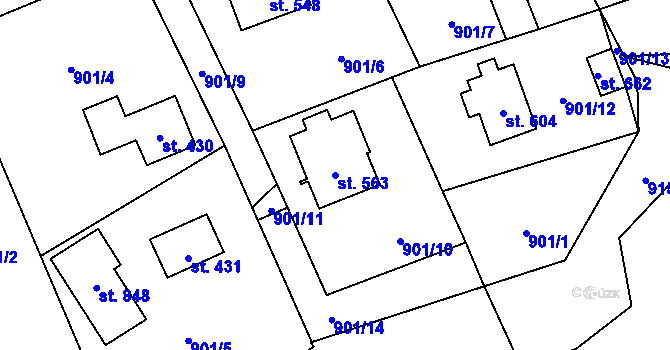 Parcela st. 563 v KÚ Hrádek, Katastrální mapa
