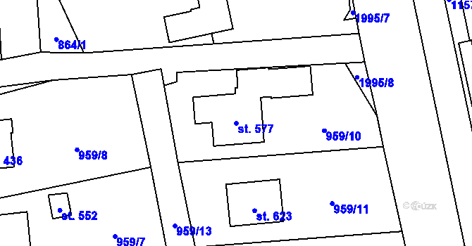 Parcela st. 577 v KÚ Hrádek, Katastrální mapa