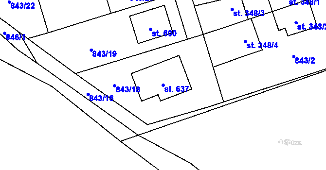 Parcela st. 637 v KÚ Hrádek, Katastrální mapa