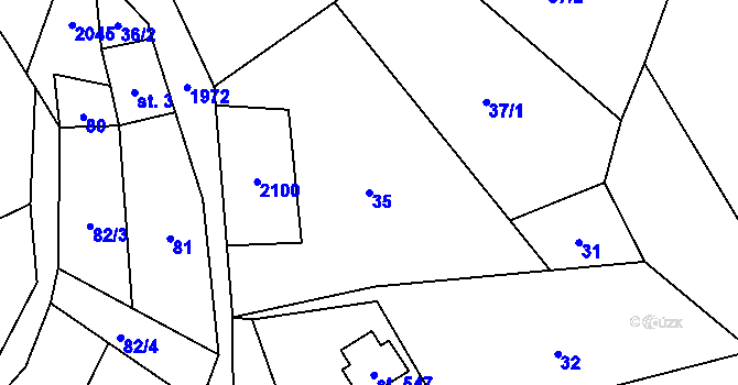 Parcela st. 35 v KÚ Hrádek, Katastrální mapa