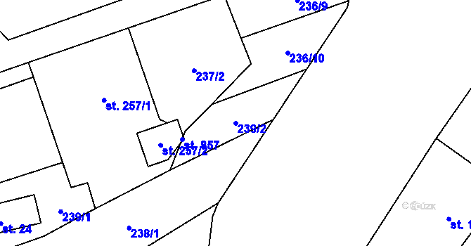 Parcela st. 239/2 v KÚ Hrádek, Katastrální mapa