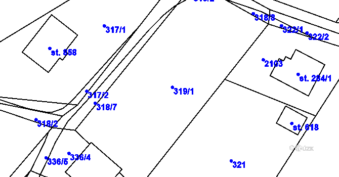 Parcela st. 319 v KÚ Hrádek, Katastrální mapa