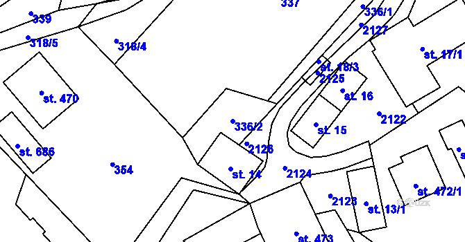 Parcela st. 336/2 v KÚ Hrádek, Katastrální mapa