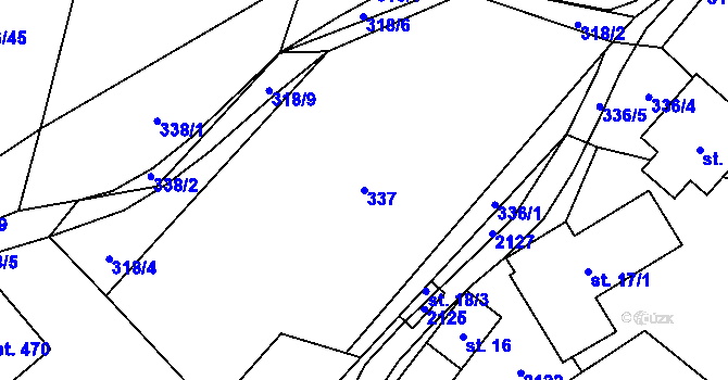 Parcela st. 337 v KÚ Hrádek, Katastrální mapa