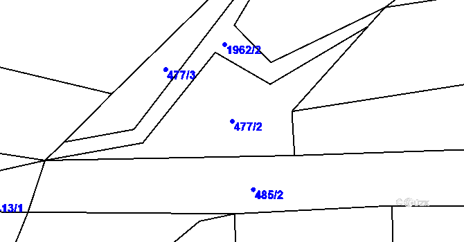 Parcela st. 477/2 v KÚ Hrádek, Katastrální mapa