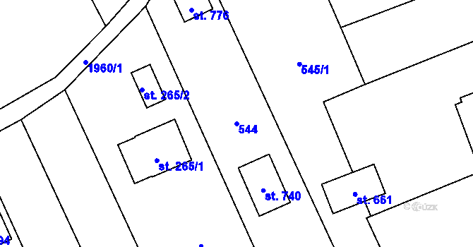 Parcela st. 544 v KÚ Hrádek, Katastrální mapa