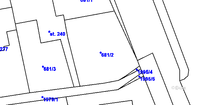 Parcela st. 681/2 v KÚ Hrádek, Katastrální mapa