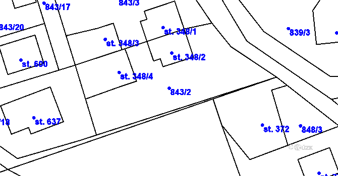 Parcela st. 843/2 v KÚ Hrádek, Katastrální mapa