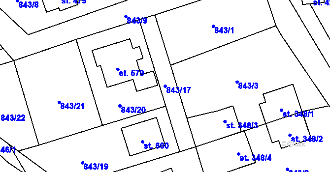 Parcela st. 843/17 v KÚ Hrádek, Katastrální mapa