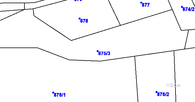 Parcela st. 875/3 v KÚ Hrádek, Katastrální mapa