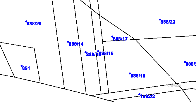 Parcela st. 888/16 v KÚ Hrádek, Katastrální mapa