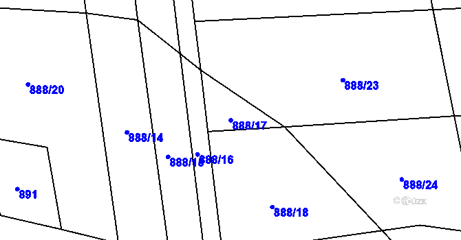 Parcela st. 888/17 v KÚ Hrádek, Katastrální mapa