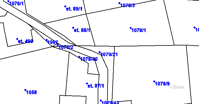 Parcela st. 1079/21 v KÚ Hrádek, Katastrální mapa