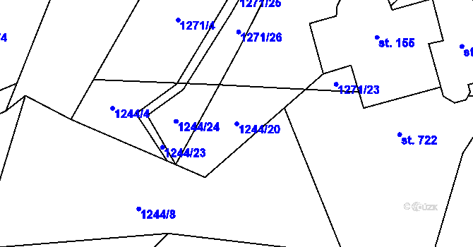 Parcela st. 1244/20 v KÚ Hrádek, Katastrální mapa