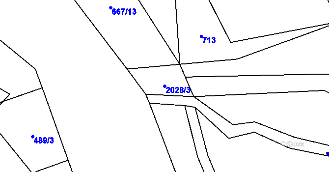 Parcela st. 2028/3 v KÚ Hrádek, Katastrální mapa