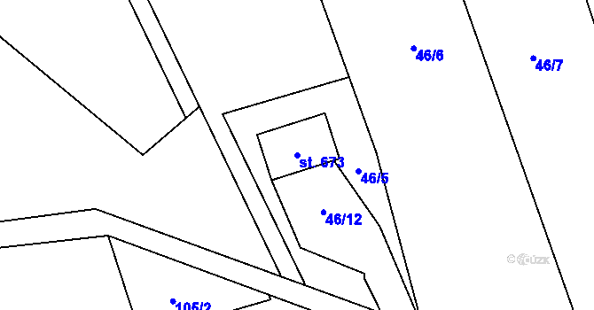 Parcela st. 673 v KÚ Hrádek, Katastrální mapa