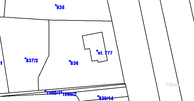 Parcela st. 777 v KÚ Hrádek, Katastrální mapa