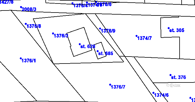 Parcela st. 685 v KÚ Hrádek, Katastrální mapa