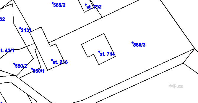 Parcela st. 714 v KÚ Hrádek, Katastrální mapa