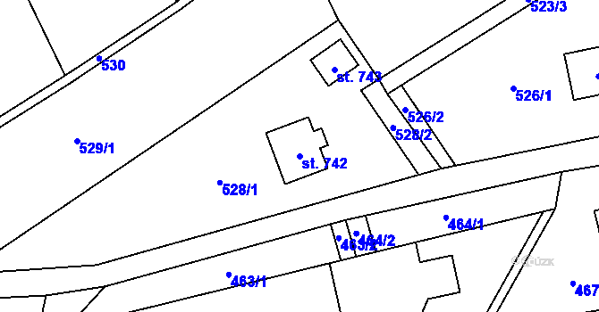Parcela st. 742 v KÚ Hrádek, Katastrální mapa