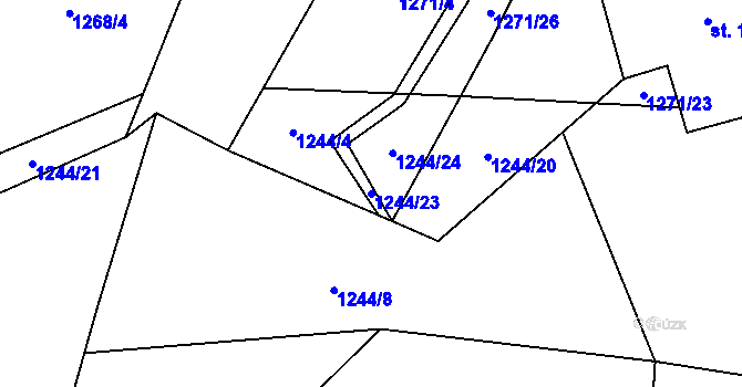 Parcela st. 1244/23 v KÚ Hrádek, Katastrální mapa