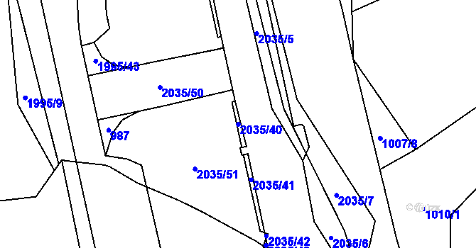 Parcela st. 2035/40 v KÚ Hrádek, Katastrální mapa