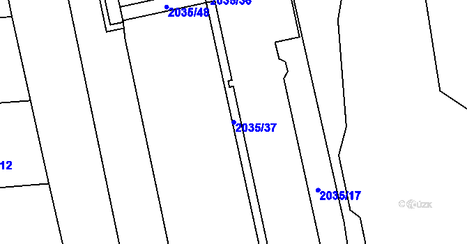 Parcela st. 2035/37 v KÚ Hrádek, Katastrální mapa