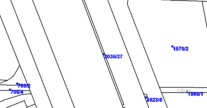 Parcela st. 2035/27 v KÚ Hrádek, Katastrální mapa