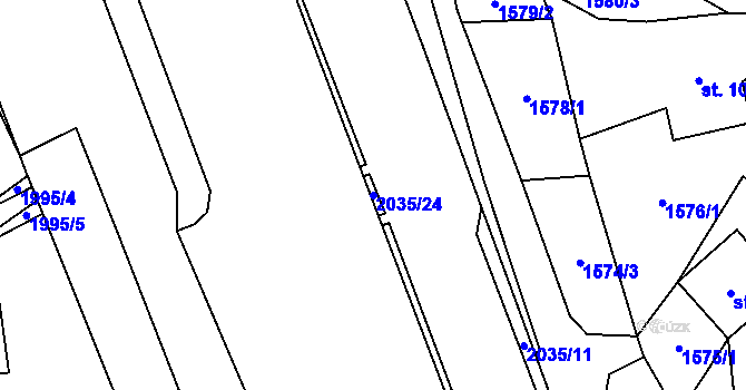 Parcela st. 2035/24 v KÚ Hrádek, Katastrální mapa
