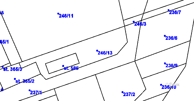 Parcela st. 246/13 v KÚ Hrádek, Katastrální mapa