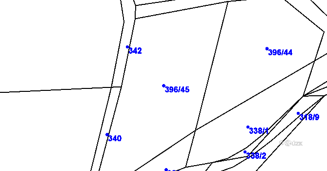 Parcela st. 396/45 v KÚ Hrádek, Katastrální mapa