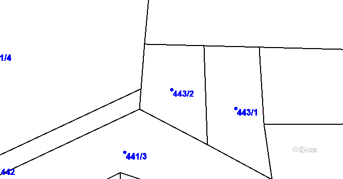 Parcela st. 443/2 v KÚ Hrádek, Katastrální mapa