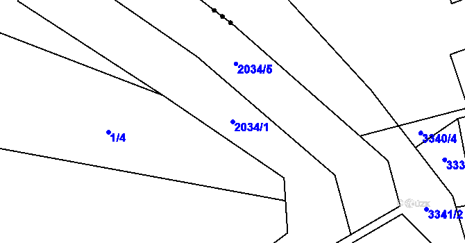 Parcela st. 2034/1 v KÚ Hrádek, Katastrální mapa