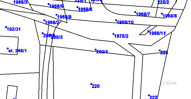 Parcela st. 200/1 v KÚ Hrádek, Katastrální mapa