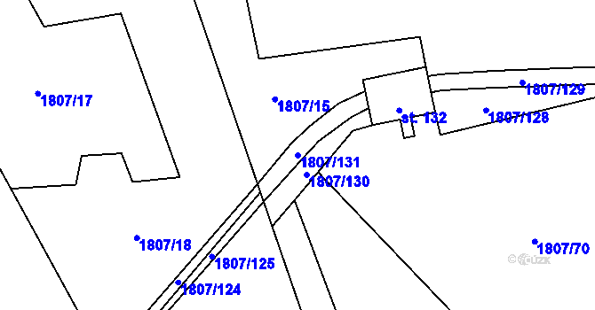 Parcela st. 1807/131 v KÚ Hrádek, Katastrální mapa