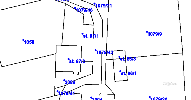 Parcela st. 1079/42 v KÚ Hrádek, Katastrální mapa