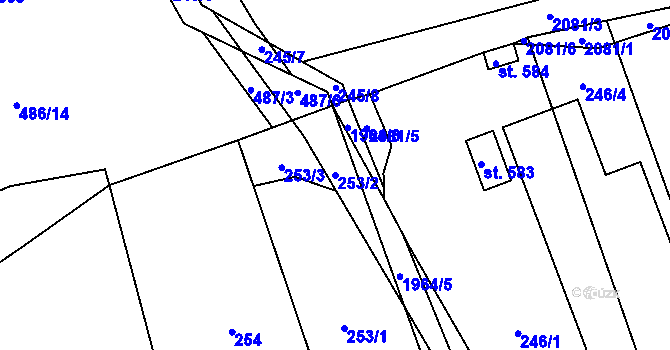 Parcela st. 253/2 v KÚ Hrádek, Katastrální mapa