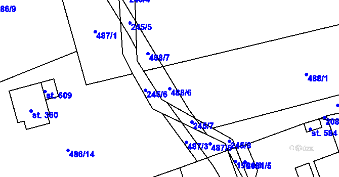 Parcela st. 488/6 v KÚ Hrádek, Katastrální mapa