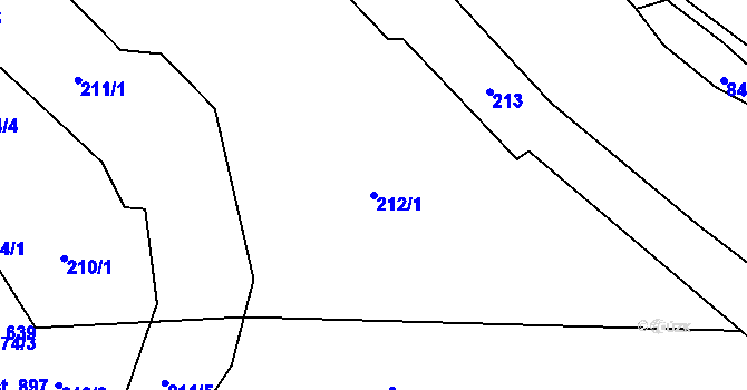 Parcela st. 212/1 v KÚ Hrádek, Katastrální mapa