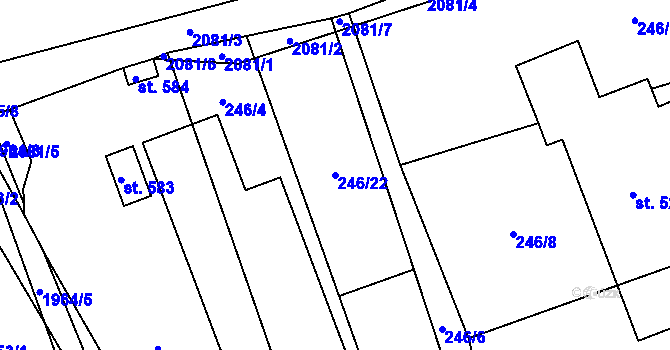 Parcela st. 246/22 v KÚ Hrádek, Katastrální mapa