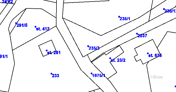 Parcela st. 235/3 v KÚ Hrádek, Katastrální mapa