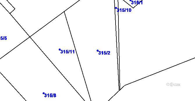 Parcela st. 315/2 v KÚ Dolní Sedlo, Katastrální mapa