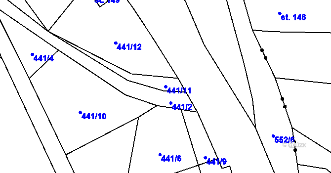 Parcela st. 441/11 v KÚ Dolní Sedlo, Katastrální mapa