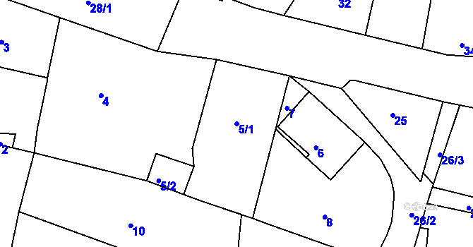 Parcela st. 5/1 v KÚ Donín u Hrádku nad Nisou, Katastrální mapa
