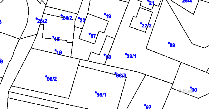 Parcela st. 18 v KÚ Donín u Hrádku nad Nisou, Katastrální mapa