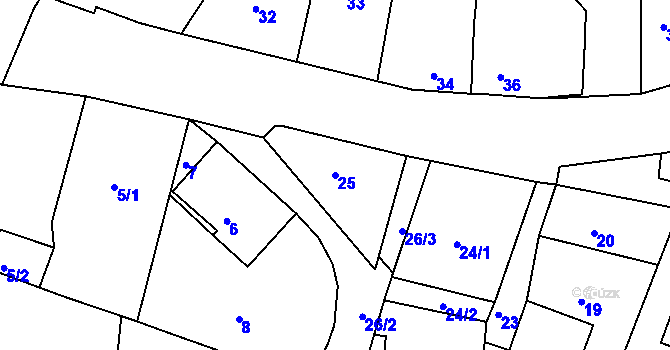 Parcela st. 25 v KÚ Donín u Hrádku nad Nisou, Katastrální mapa
